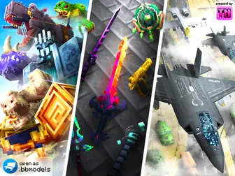 Minecraft models resource cover with weapons and character renders