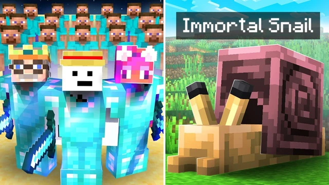 RoyalPear’s Minecraft thumbnail for 100 Players vs The Immortal Snail